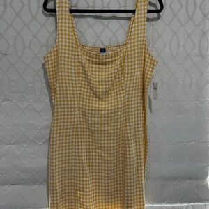 Old Navy Yellow and White Gingham Fitted dress